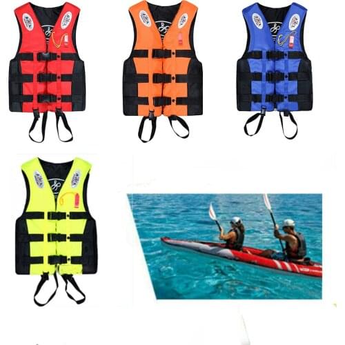 S -XXXL Swimming Boating Life Jacket Skiing Vest Survival Suit Outdoor Polyester Life Jacket for Adult Children with Whistle