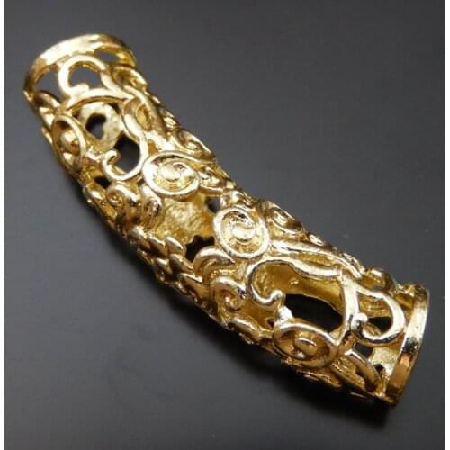 4pieces Gold Tone Zinc Alloy Hollow Bar Pipe Tube Shape Charms Connectors Jewelry Accessory Chain Link Handmade Charm Hole 8mm