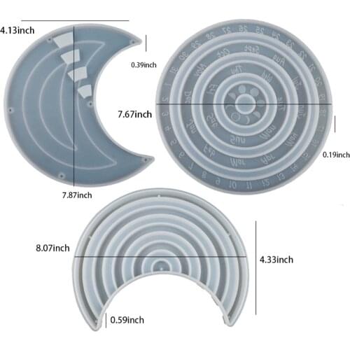 Rotatable Moon Phase Perpetual Calendar Silicone Mold for Resin Casting DIY Wall Hanging Calendar Epoxy Mould Decoration M17D