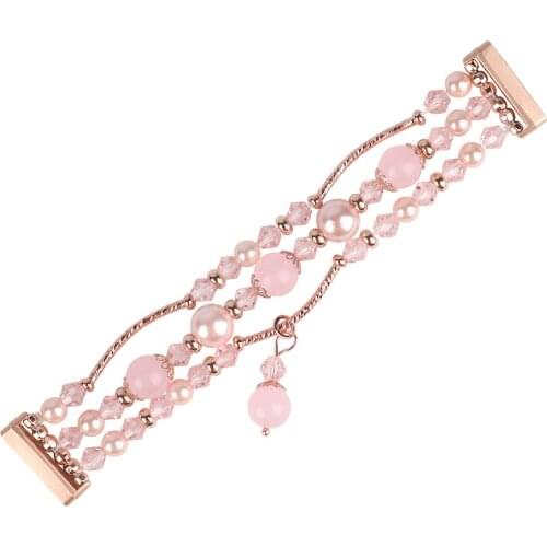 Pearl Straps Compatible with Fitbit Sense and Versa 3 Smartwatch Handmade Beaded Elastic Replacement Women Men Accessories Wrist