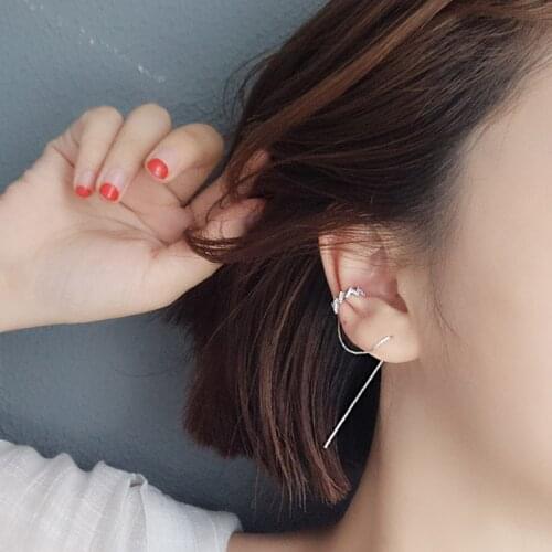 Elegant Trendy 925 Sterling Silver Moon Shape AAA Zircon Sugar Drop Earrings Box Chain Long Tassel Earrings For Women Gift ER003