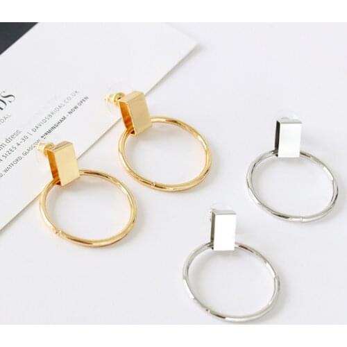 KaiMin Earrings For Women Fashion Vintage Big Geometric Statement Gold Metal Drop Earrings Earings Jewelry Accessories 2021 New