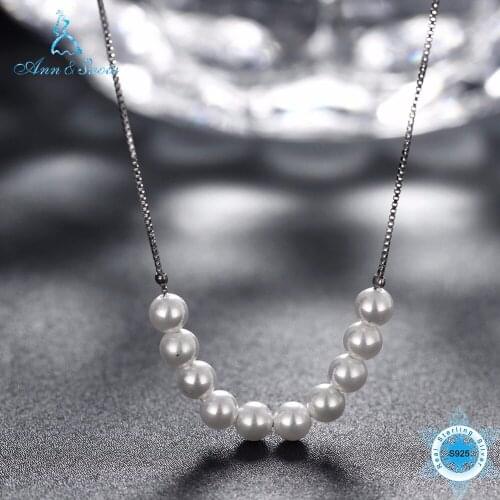 Ann & Snow 2018 New Elegant Shell Pearl Necklace Women 925 Sterling Silver Necklaces Jewelry Gifts For Girls Mother SVN083