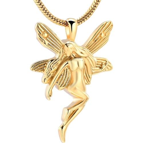 Angel Fairy Cremation Pendant 316L Stainless Steel Keepsake Necklace Ashes Holder Urn Memorial Funeral Jewelry for Women