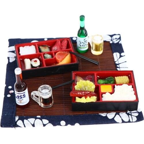 1 Set Doll House Mini Fast Food Bento Food Surrounding Scene Bento Plate Mat Sushi