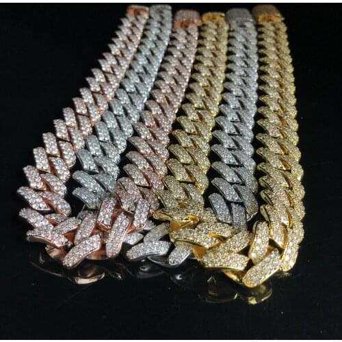 19mm 2 row mens Cuban Necklace,16/18/20/22/24inch