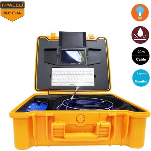 20M 25MM endoscope pipe inspection camera With 12pcs LED Light Drain Sewer Industrial Video Pipeline Camera 7 inch LCD