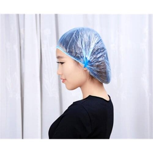 20 pcs/lot New Disposable Water And Oil Proof Shower Caps Hotel One-Off Elastic Shower Cap Clear Hair Salon Bathroom Products
