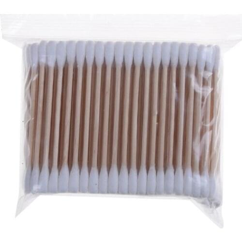 200 Pcs Wooden Handle Double Tips Cotton Buds