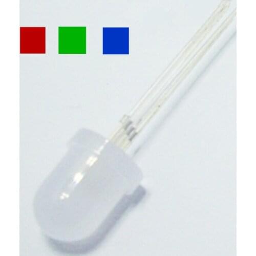 250pcs 8mm LED Diode RGB Common Anode Light Tricolor Red Green Blue Diffused Round Top Wide Angle Light Emitting Diode LED Lamp