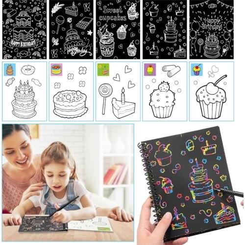 3-in-1 Magic Rainbow Color Scratch Art Painting Paper Card Kit Cartoon Dinosaur Unicorn Drawing Board Kids DIY Educational Toy