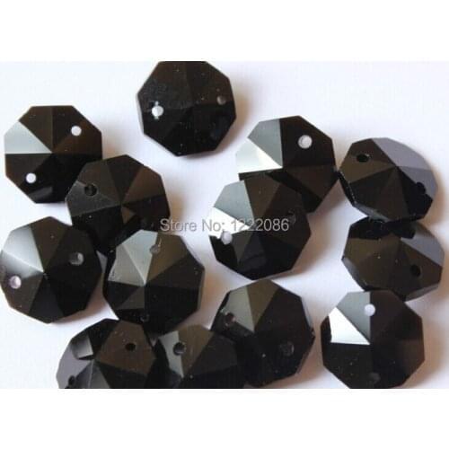 400pc black 14mm Glass decoration crystal chandelier parts prisms octagon beads
