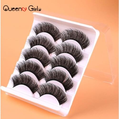 Queenly Girls 5Pairs 3D Mink Hair False Eyelashes Natural/Thick Long Eye Lashes Wispy Makeup Beauty Extension Tools