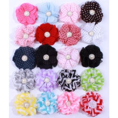 60PCS 5CM Fashion Dot Chiffon Artificial Flowers For Wedding Invitation Christmas Flowers For Dress Decoration Flower Head