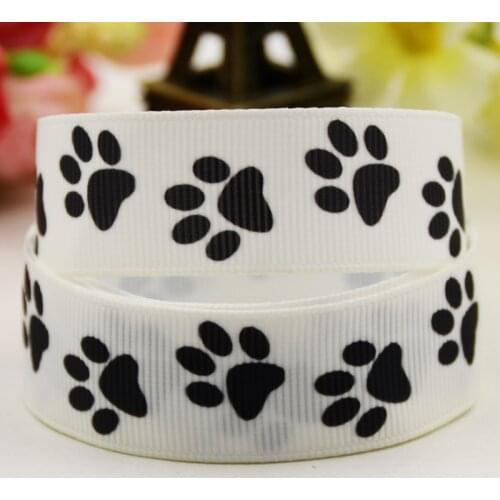 22mm 25mm 38mm 75mm Ruban satin Dog paw Cartoon Character printed Grosgrain Ribbon party decoration X-01192 10 Yards