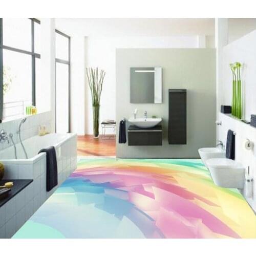 3d flooring Abstract Rainbow 3D floor pvc self-adhesive wallpaper 3d floor painting wallpaper