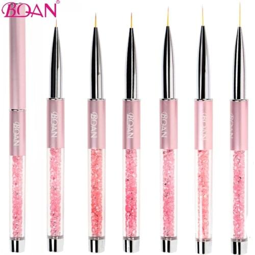 BQAN Nail Brush UV Gel Brush Pink Rod Pink diamond Rhinestone Handle Liner Painting Drawing Brush Oval Head Manicure Tools