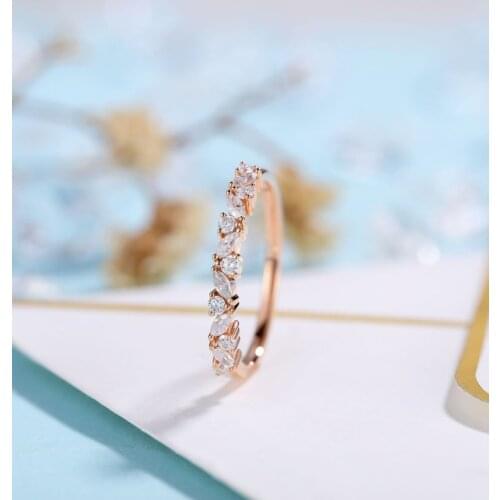 Unique 14K Rose Gold Moissanite Stackable Wedding Band for Women Anniversary Gift