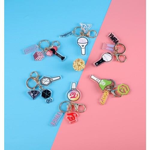 KPOP EXO GOT7 TWICE SEVENTEEN Keychain Bangtan Boys Key Chain Fashion Acrylic Accessories Key Ring Cute Pendant Keyring Gifts