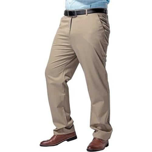 High quality autumn men formal pants office 52 Straight Trousers cotton large size 50 8XL 9XL Khaki stretch Elasticity pants