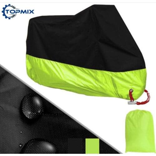 L XL 2XL 3XL 4XL 190T Black+Green Motorcycle Cover UV Protector Waterproof Rain Dustproof Anti-theft Motor Cover with Lock Holes