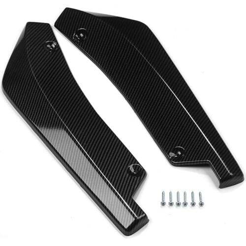 2pcs Black Polished Plastic Car Auto Bumper Fin Canard Splitter Diffuser Spoiler Lip Anti-Scratch Protector Wrap Angle 44x11cm