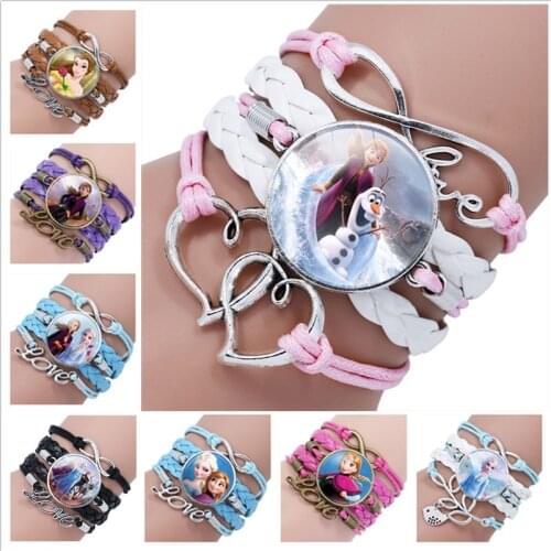 Disney princess children cartoon bracelet Frozen Elsa lovely wristand girl gift clothing accessories bangle kid make up jewelry