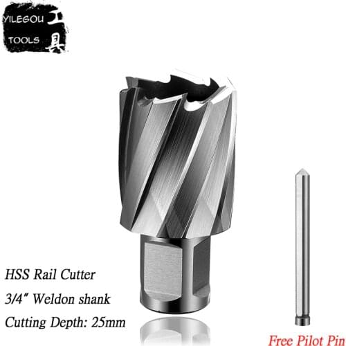 Diameter 13.5-36mm * 25mm HSS Rail Cutter With Weldon Shank 23*25mm HSS Rail Core Drill Bit 30*25mm Metal Hole Saw, Length 25mm