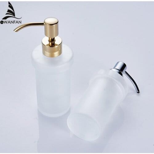 200ml Liquid Soap Dispensers Frosted Glass Brass Head Toilet Shower Dispenser Bottles Hotel Bathroom Soap Dispenser 9058