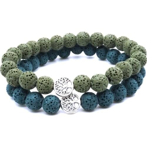 Tree of Life 8mm Lava Stone Beads Bracelet DIY Aromatherapy Essential Oil Diffuser Man Woman Bracelet Yoga Strand Jewelry