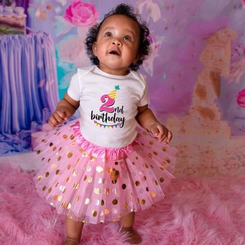 Two Wild Baby Girl First 2nd Birthday Party Dress Cute Pink Tutu Cake Outfits Infant Dresses Baby Girls Baptism Clothes 0-24M