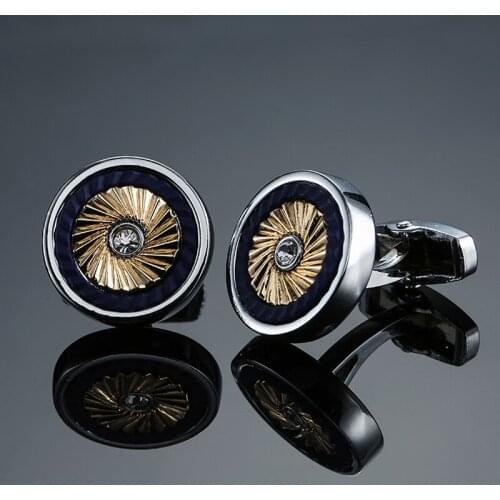 DY Brand new brand silvery Circular Crystal Golden pattern Cufflinks Mens French shirt Cufflink wholesale