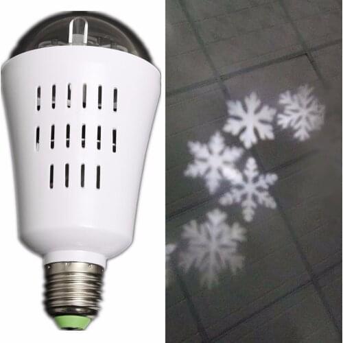 E27 4W LED Moving Four Kinds Snowflake Laser Projector Lamp Bulb For Christmas AC85-265V