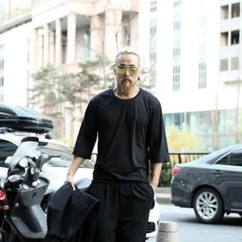 Hairstylist T-Shirt Large neckline casual new style of versatile mens fashion mens short sleeve personality teenagers