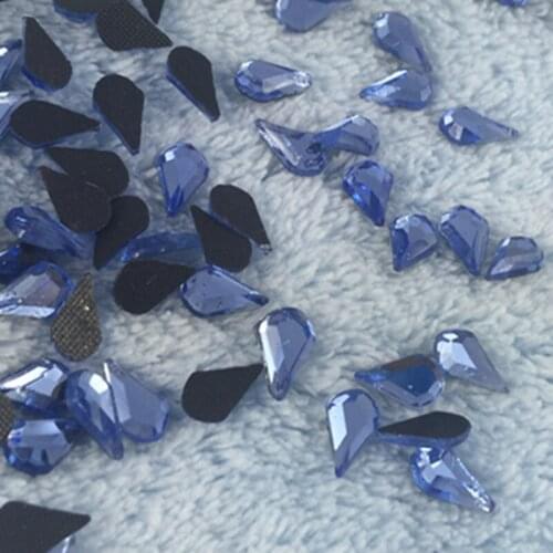 Hot Fix Rhinestone New Drop Shaped 5*8MM 500pcs/lot Crystal Blue Special-shaped Diamond Crystal Glass Drill Garment Accessor