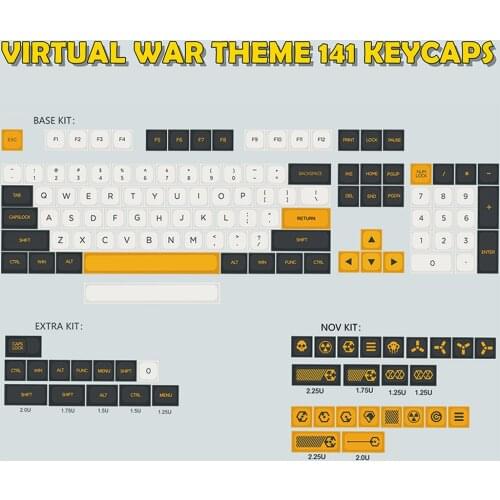 VIRTUAL WAR Design Keycaps For Cherry Mx Gateron Kailh Box TTC Switch Mechanical Keyboard 60 80 100 XDA Profile 141 PBT Key Caps