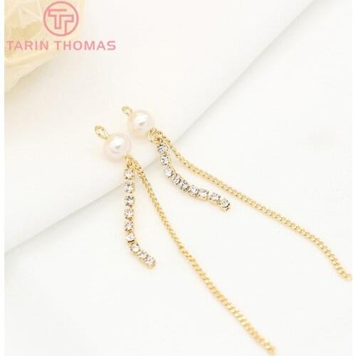 4PCS 67.5MM 24K Gold Color Plated Brass with Zircon Earring Line Jewerly Making Diy Jewelry Findings Accessories
