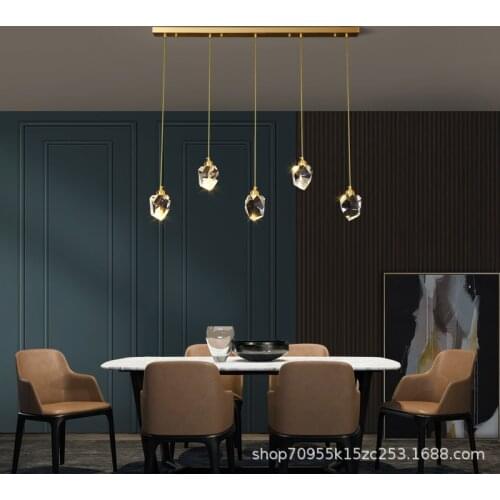 All copper simple Crystal chandelier Nordic bedroom diamond Hanging Light restaurant bar light luxury LED Chandelier Lighting