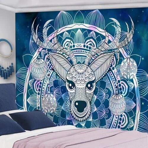 Cute Fawn Tapestry Christmas Reindeer Wall Hanging Bohemian Bedspread Blanket Hand Wash Woven 100% Polyester Machine Washable