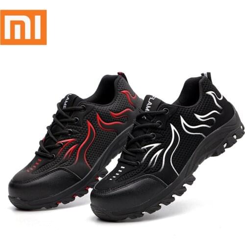 Xiaomi Mens Labor Insurance Shoes Breathable Deodorant Non-Slip Steel Toe Cap Work Shoes Labor Work Steel Plate Shoes