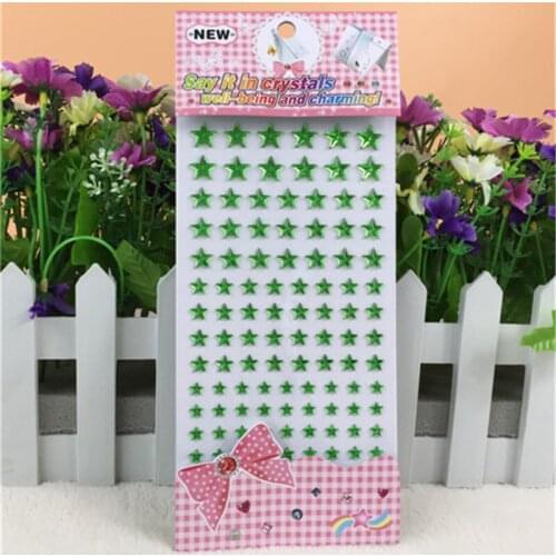 Childrens toy Crystal Acrylic green Five-pointed star Stickers Kids Facial makeup Hair decoration Kindergarten award sticker
