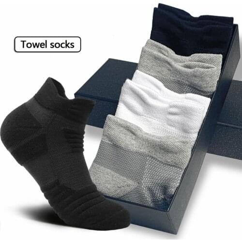 3 Pair Mens Ankle Socks Thick Towel Sweat-Absorbent Outdoor Sports Walking Cushioned Low Cut Socks Men Size 38-46