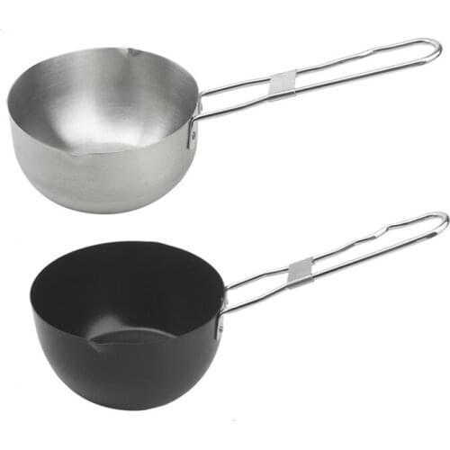 New Stainless Steel Barbecue Seasoning Bowl Sauce Container Grill Dishes Round Plates With Long Handle For BBQ Bar Restaurant