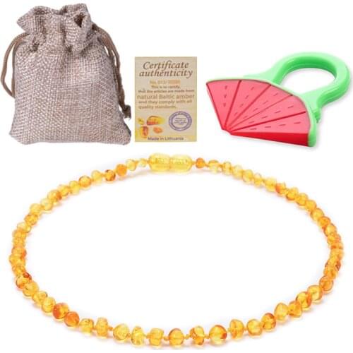 Baltic Ambers Teething Necklace For Babies Children(honey) Anti Flammatory Natural Certificated Oval Baltic Jewelry 13 Inches
