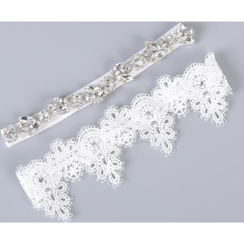 NEW Wedding Garter Rhinestone Embroidery Flower Beading white Sexy Garters for Women/Female/Bride Thigh Ring Bridal Leg Garter