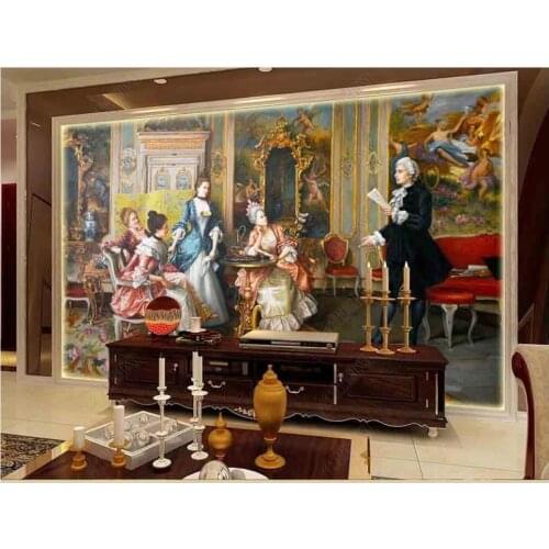 Custom photo wallpaper for walls 3 d mural wallpapers for living room European palace figures oil painting background wall paper