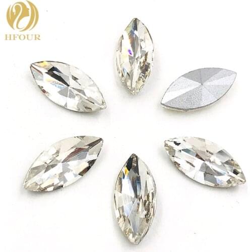 Clear white Leaf shape pointback glue on rhinestones horse eye glass crystal Rhinestone DIY Watch/nail art/clothing Accessories