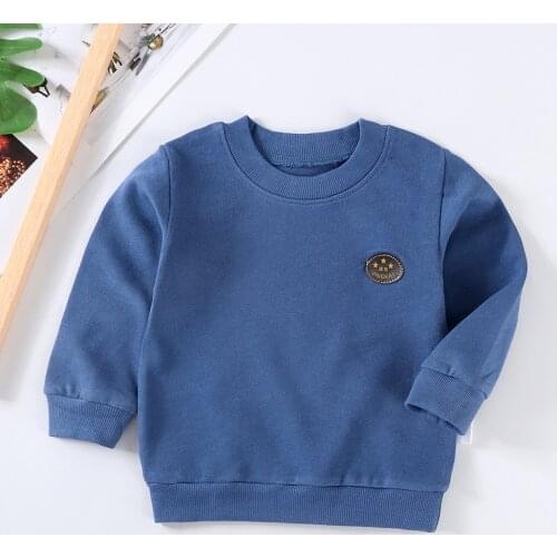 Popodion 2021 Spring and Autumn models Boys And Girls Pullover Solid Color Loose Top CHD20386