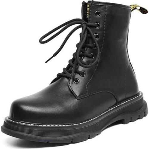 Martin boots mens plus cashmere tooling boots mid-high British style mens shoes autumn winter trend boots botte moto H433