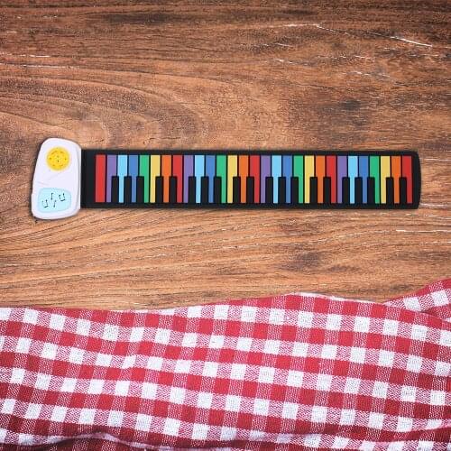 Roll Up Piano 49 Keys Silicone Portable Foldable Colorful Soft Keyboard Electronic Piano Rainbow Key Rechargable for Kids Gifts